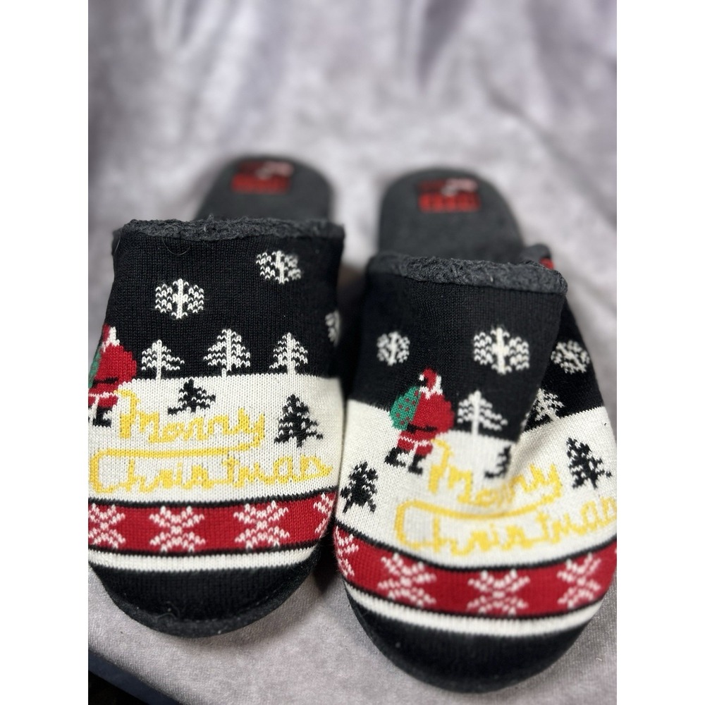 REEF x Tipsy Elves Men's 9 Christmas Santa Funny Holiday Slippers Black